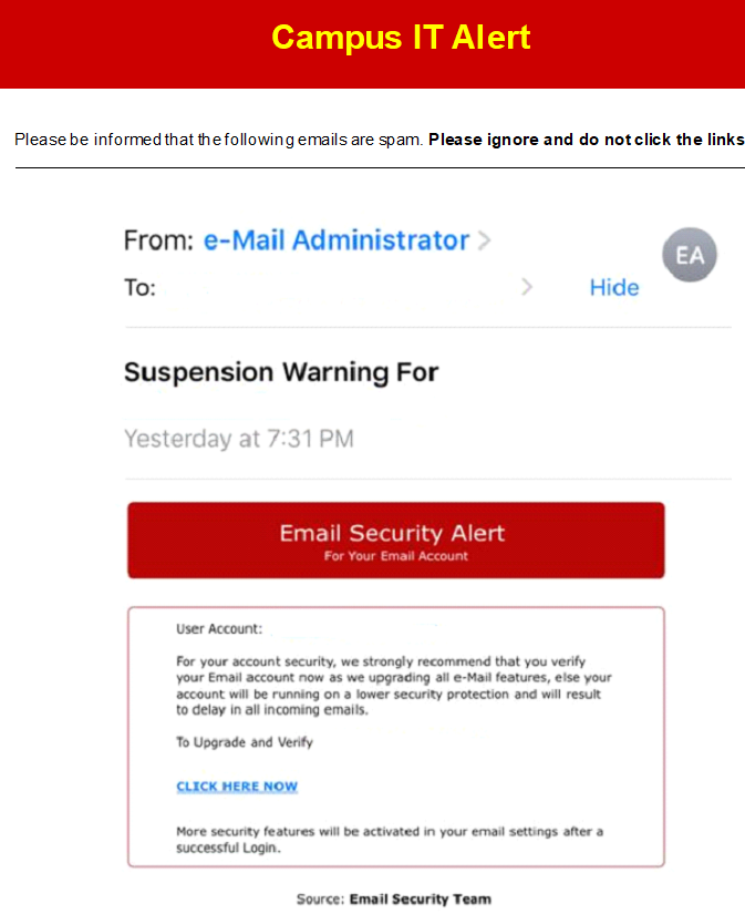 spam email security alert1